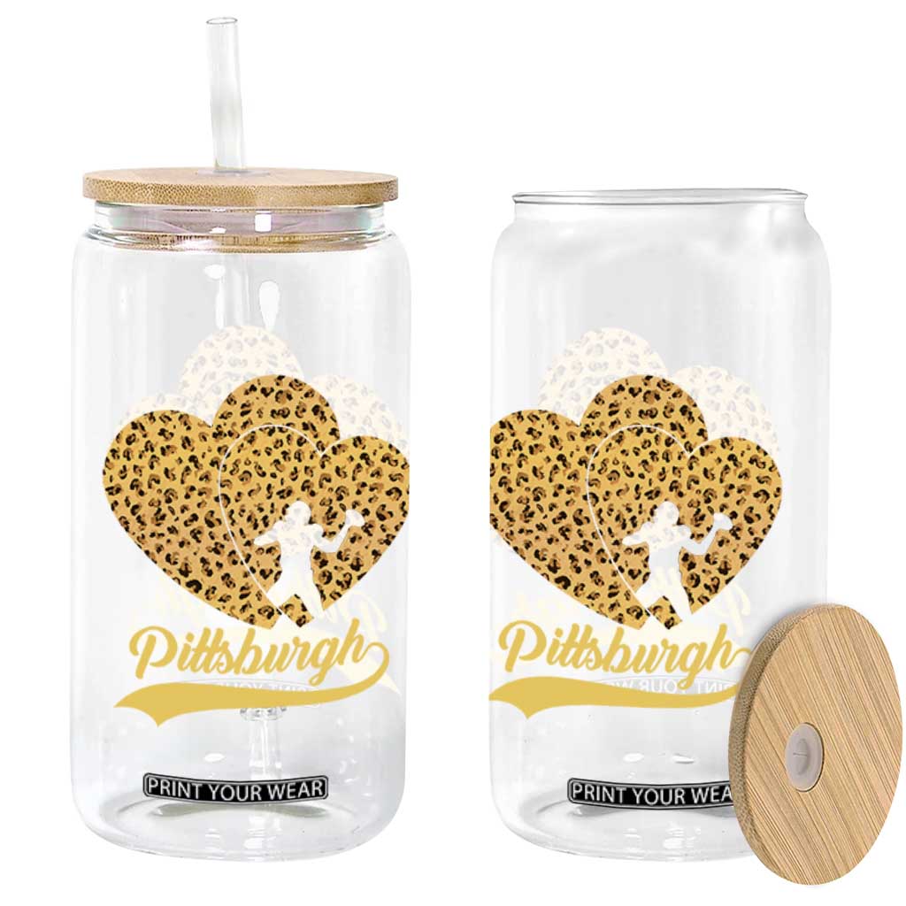 Vintage Leopard Heart Pittsburgh Pride Glass Can Football Lover Gift TS12 Print Your Wear