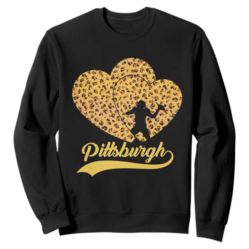Vintage Leopard Heart Pittsburgh Pride Sweatshirt Football Lover Gift TS12 Black Print Your Wear