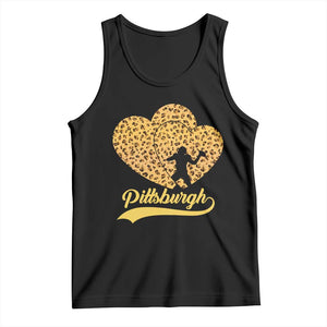 Vintage Leopard Heart Pittsburgh Pride Tank Top Football Lover Gift TS12 Black Print Your Wear