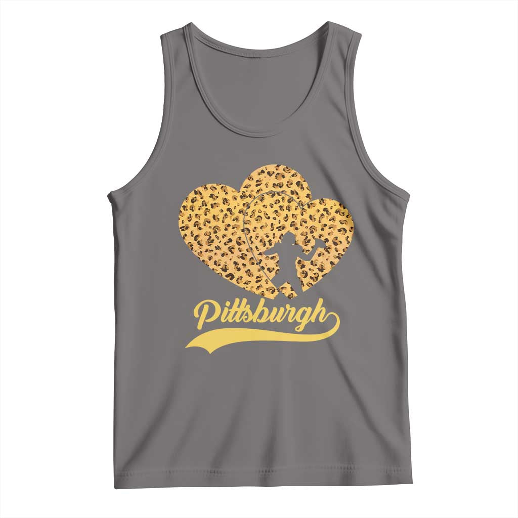 Vintage Leopard Heart Pittsburgh Pride Tank Top Football Lover Gift TS12 Deep Heather Print Your Wear