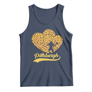 Vintage Leopard Heart Pittsburgh Pride Tank Top Football Lover Gift TS12 Navy Print Your Wear