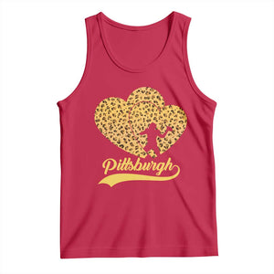 Vintage Leopard Heart Pittsburgh Pride Tank Top Football Lover Gift TS12 Red Print Your Wear