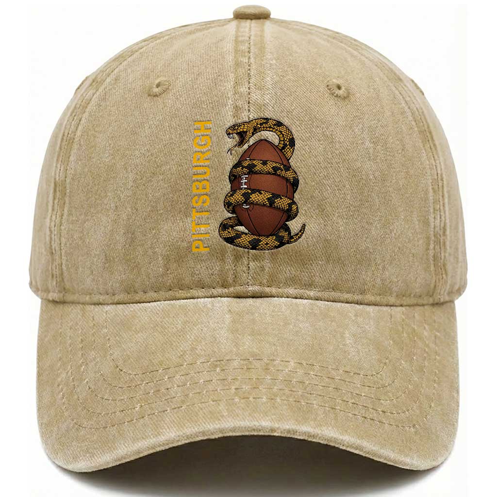 Vintage Black And Gold Rattlesnake Washed Cotton Baseball Cap Pittsburgh Sports Fan TS12 Print Your Wear