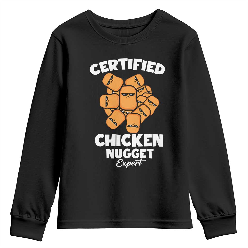 Funny Food Lover Gift Youth Sweatshirt Certified Chicken Nugget Expert TS12 Black Print Your Wear