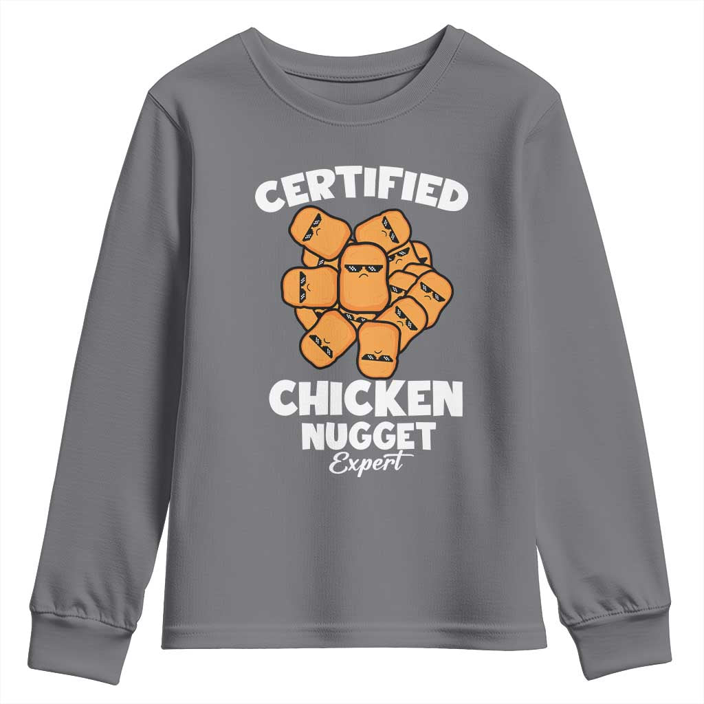 Funny Food Lover Gift Youth Sweatshirt Certified Chicken Nugget Expert TS12 Charcoal Print Your Wear