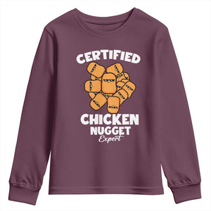 Funny Food Lover Gift Youth Sweatshirt Certified Chicken Nugget Expert TS12 Maroon Print Your Wear