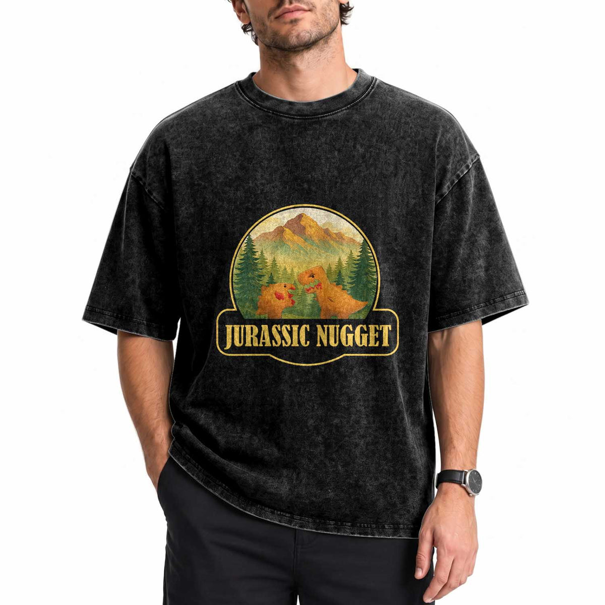Jurassic Nugget World Dino Washed Cotton T-Shirt Nugget Lover Gift