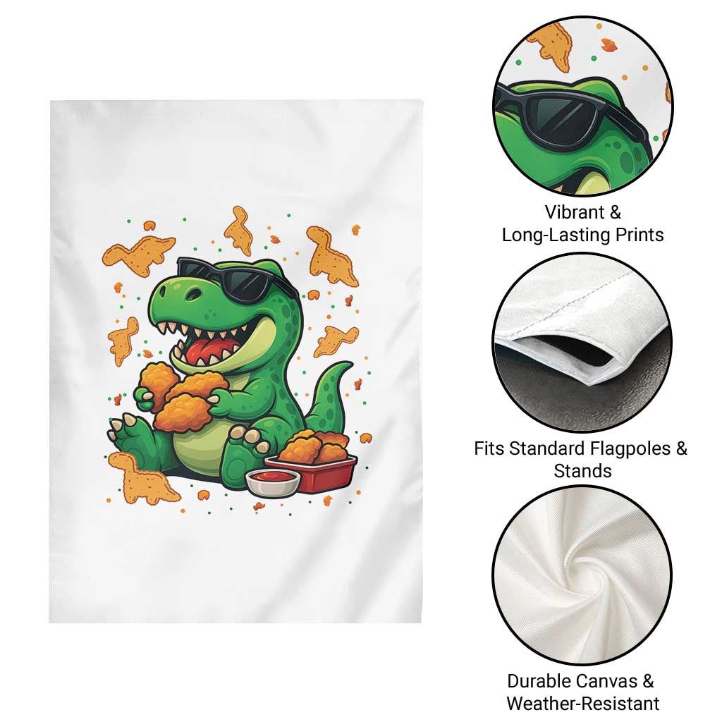 Funny Dinosaur Eating Chicken Nuggets Garden Flag Food Lover Gift TS12 Print Your Wear