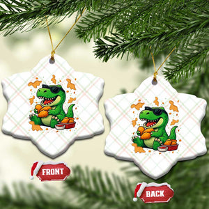 Funny Dinosaur Eating Chicken Nuggets Ceramic Ornament Food Lover Gift TS12 Print Your Wear