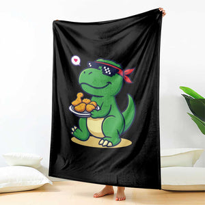 Cute Dinosaur Eating Chicken Nuggets Throw Blanket Food Humor Gift TS12 Print Your Wear