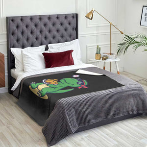 Cute Dinosaur Eating Chicken Nuggets Throw Blanket Food Humor Gift TS12 Print Your Wear