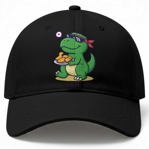 Cute Dinosaur Eating Chicken Nuggets Baseball Cap Food Humor Gift TS12 Print Your Wear