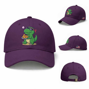 Cute Dinosaur Eating Chicken Nuggets Baseball Cap Food Humor Gift TS12 Baseball Cap Universal Fit Purple Print Your Wear