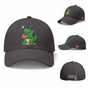 Cute Dinosaur Eating Chicken Nuggets Baseball Cap Food Humor Gift TS12 Baseball Cap Universal Fit Dark Gray Print Your Wear