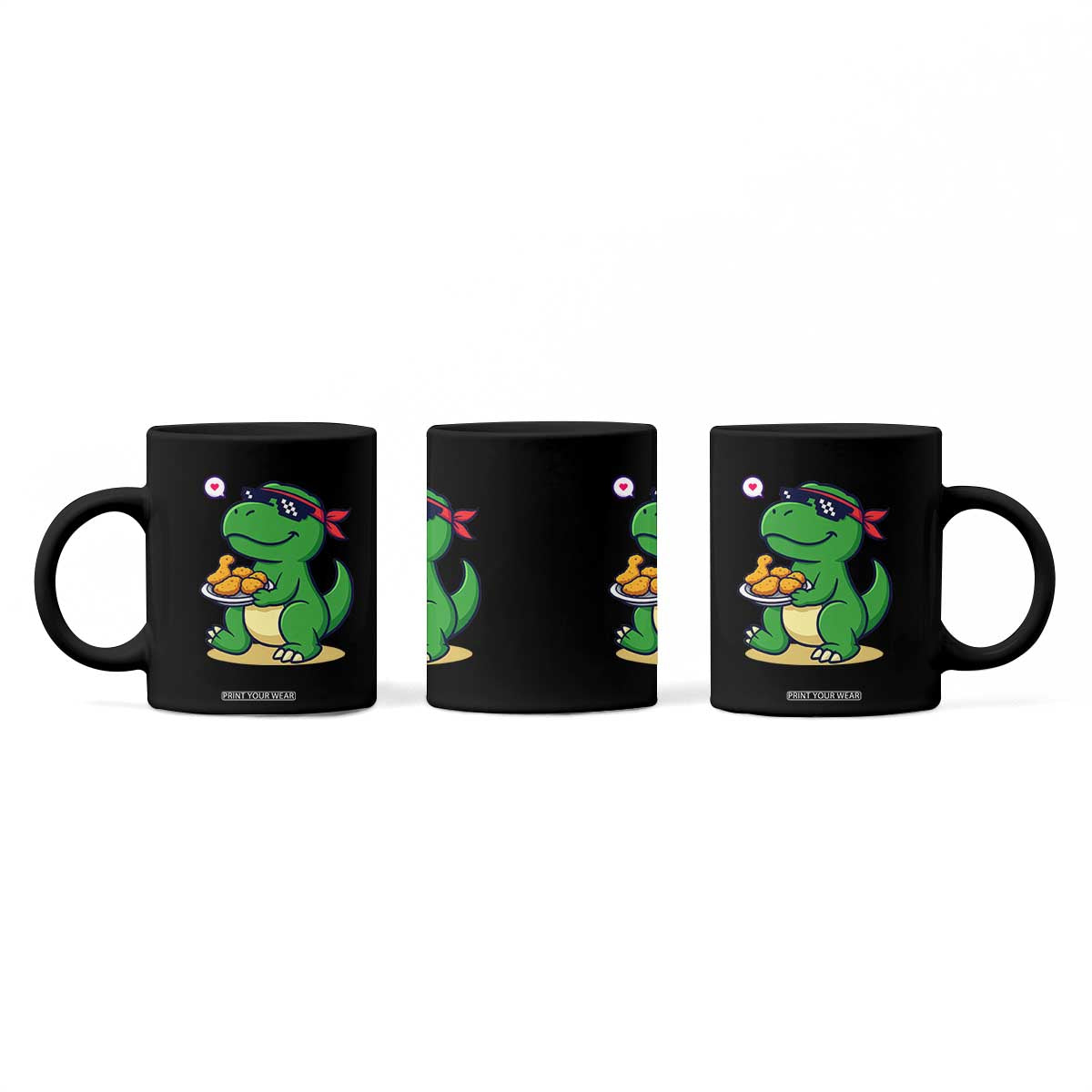 Cute Dinosaur Eating Chicken Nuggets Coffee Mug Food Humor Gift TS12 Print Your Wear