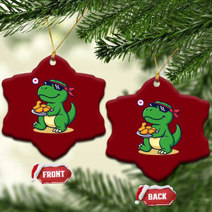 Cute Dinosaur Eating Chicken Nuggets Ceramic Ornament Food Humor Gift TS12 Print Your Wear