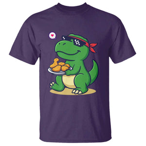 Cute Dinosaur Eating Chicken Nuggets T Shirt Food Humor Gift TS12 Purple Print Your Wear