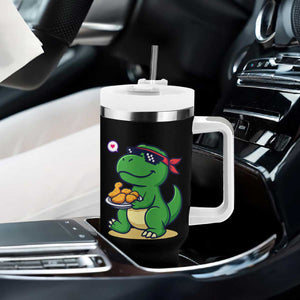Cute Dinosaur Eating Chicken Nuggets Tumbler With Handle Food Humor Gift TS12 Print Your Wear