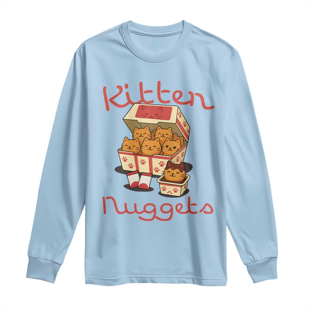 Kitten Nuggets Long Sleeve Shirt Funny Cat Lover Gift TS12 Light Blue Print Your Wear
