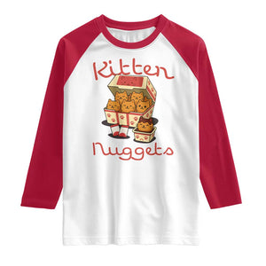 Kitten Nuggets Raglan Shirt Funny Cat Lover Gift TS12 White Red Print Your Wear