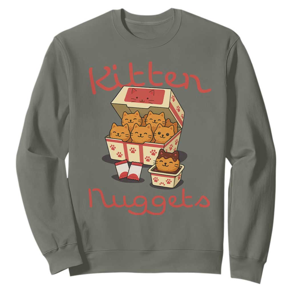 Kitten Nuggets Sweatshirt Funny Cat Lover Gift TS12 Military Green Print Your Wear