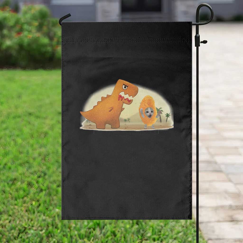 Dino Nuggets Chasing Cat Garden Flag Funny Nugget Lover Gift TS12 Print Your Wear