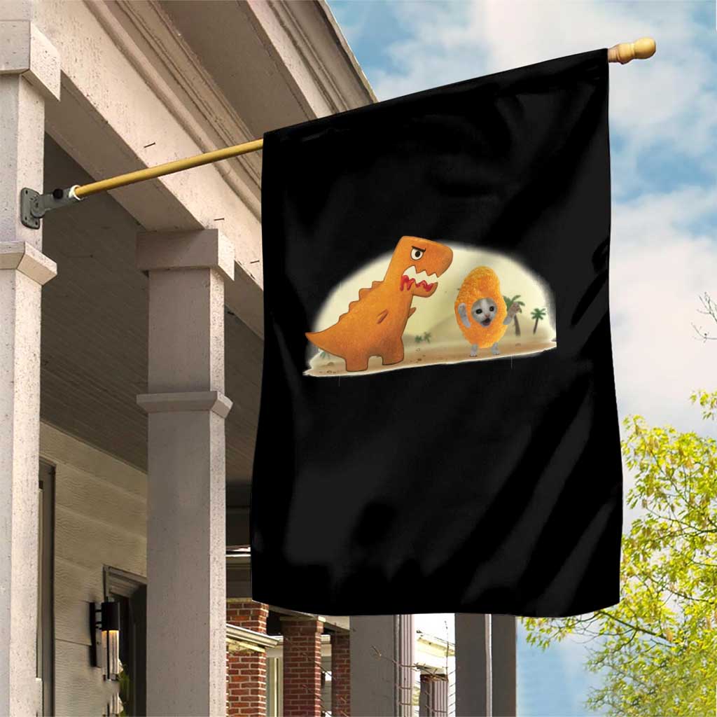 Dino Nuggets Chasing Cat Garden Flag Funny Nugget Lover Gift TS12 Print Your Wear