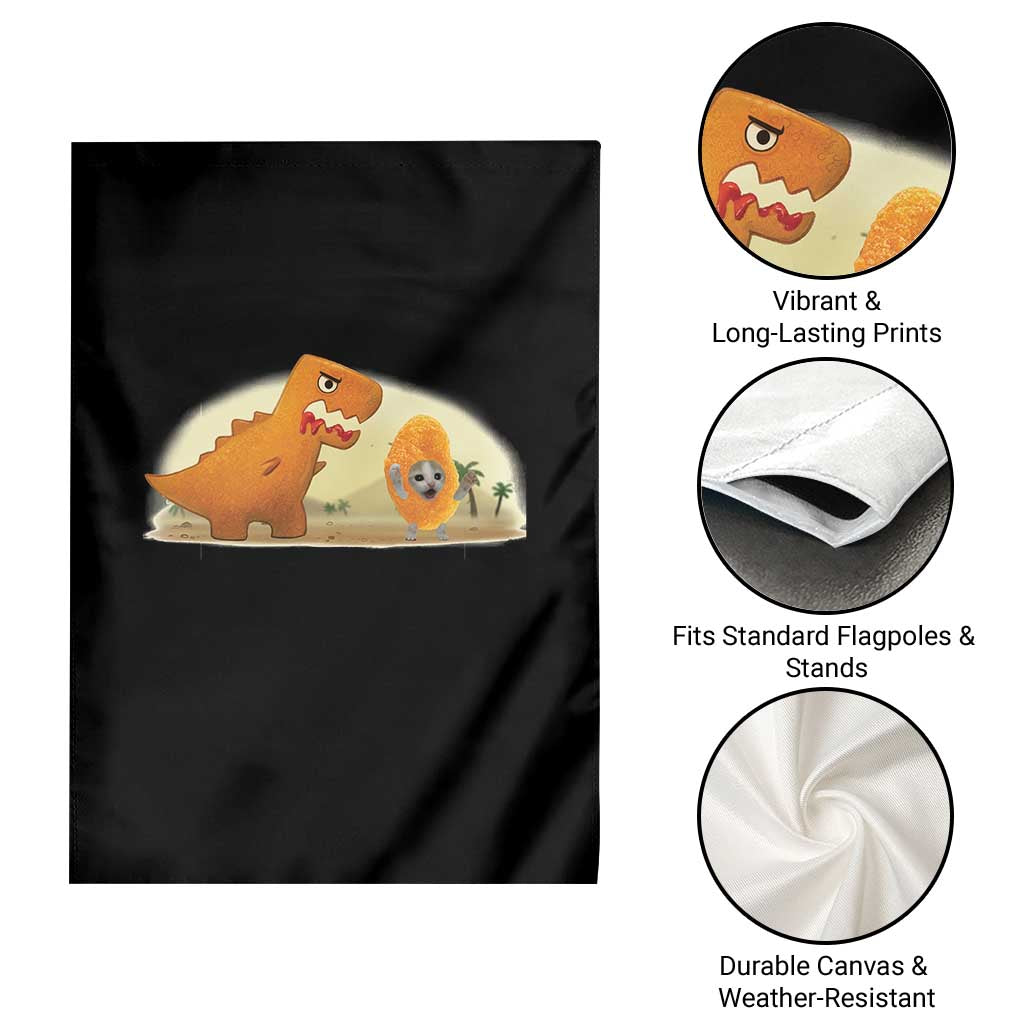 Dino Nuggets Chasing Cat Garden Flag Funny Nugget Lover Gift TS12 Print Your Wear