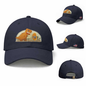 Dino Nuggets Chasing Cat Baseball Cap Funny Nugget Lover Gift TS12 Baseball Cap Universal Fit Navy Print Your Wear