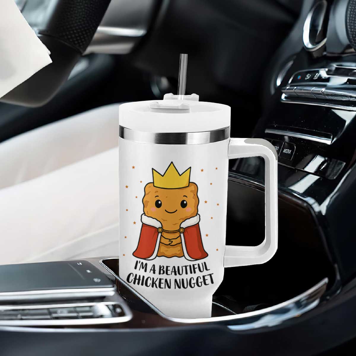 I'm A Beautiful Chicken Nugget Tumbler With Handle Food Humor Gift TS12 Print Your Wear