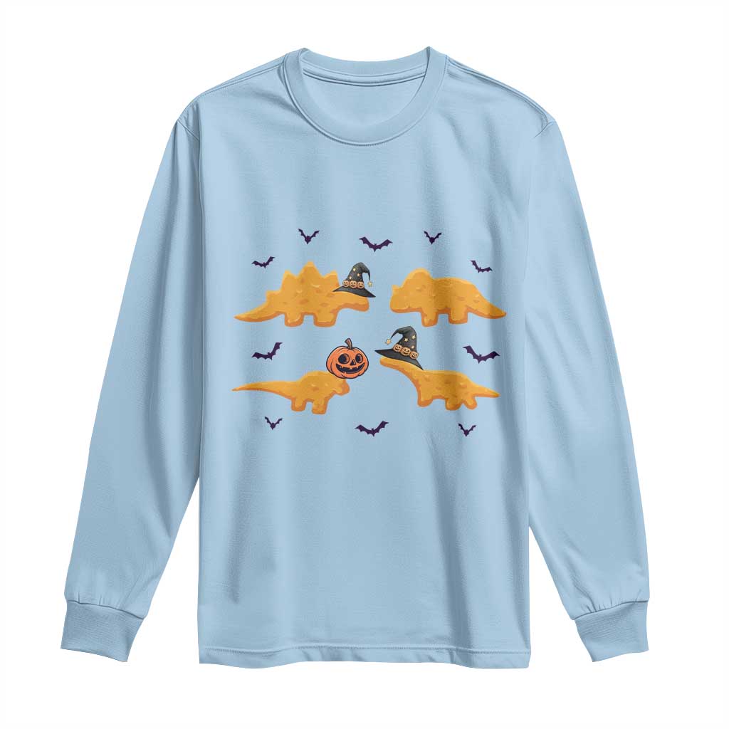 Halloween Dinosaur Nugget Long Sleeve Shirt Funny Spooky Food Gift TS12 Light Blue Print Your Wear