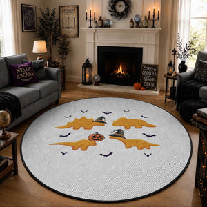 Halloween Dinosaur Nugget Round Rug Funny Spooky Food Gift