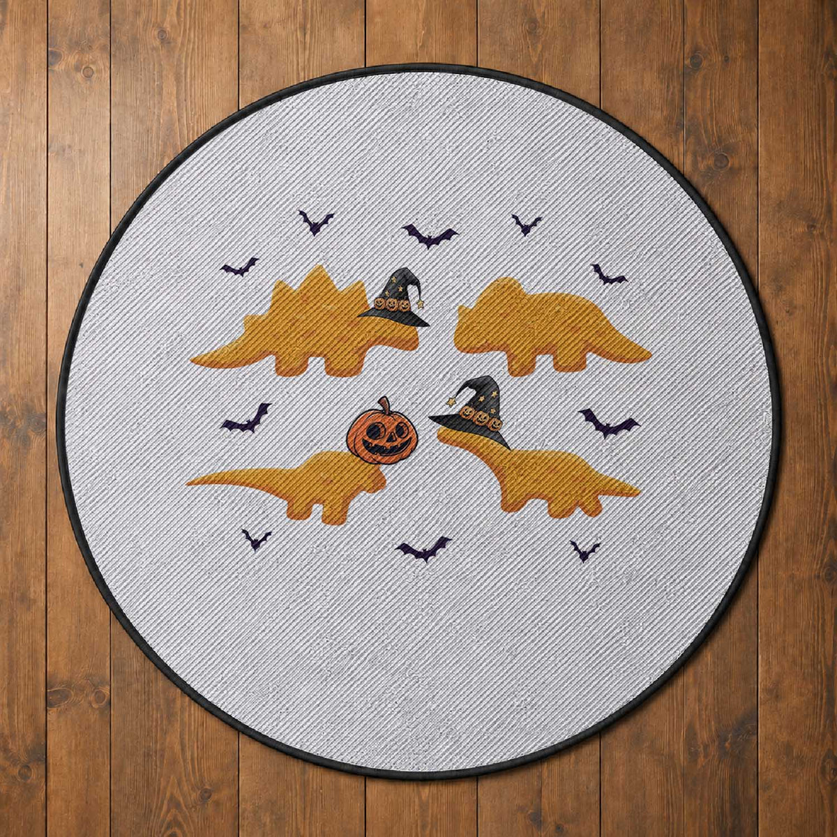 Halloween Dinosaur Nugget Round Rug Funny Spooky Food Gift
