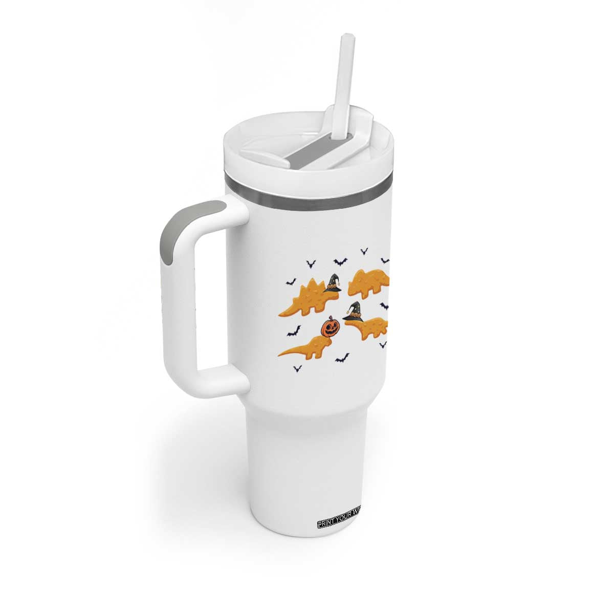 Halloween Dinosaur Nugget Tumbler With Handle Funny Spooky Food Gift TS12 Print Your Wear