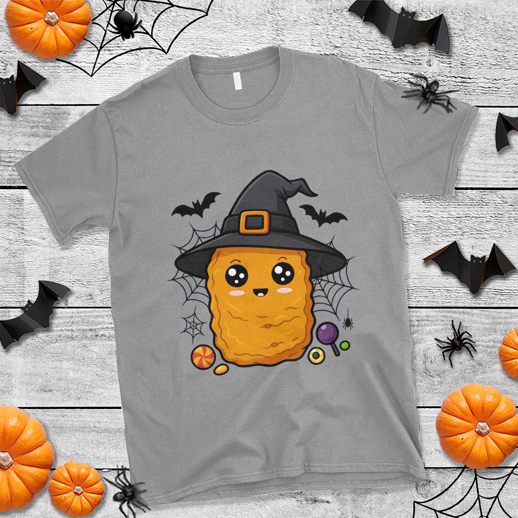 Halloween Nugget With Witch Hat T Shirt Funny Food Gift TS12 Sport Gray Print Your Wear