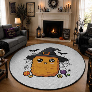 Halloween Nugget With Witch Hat Round Rug Funny Food Gift