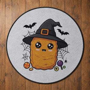 Halloween Nugget With Witch Hat Round Rug Funny Food Gift