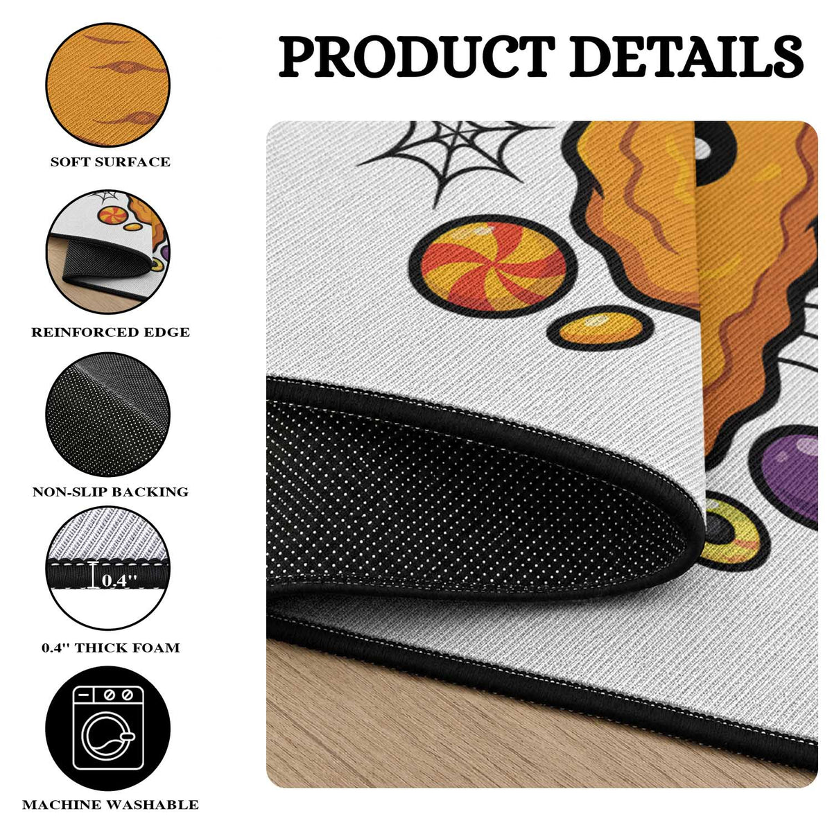 Halloween Nugget With Witch Hat Round Rug Funny Food Gift