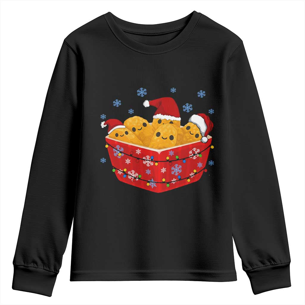 Christmas Chicken Nuggets Youth Sweatshirt Funny Food Lover Gift TS12 Black Print Your Wear