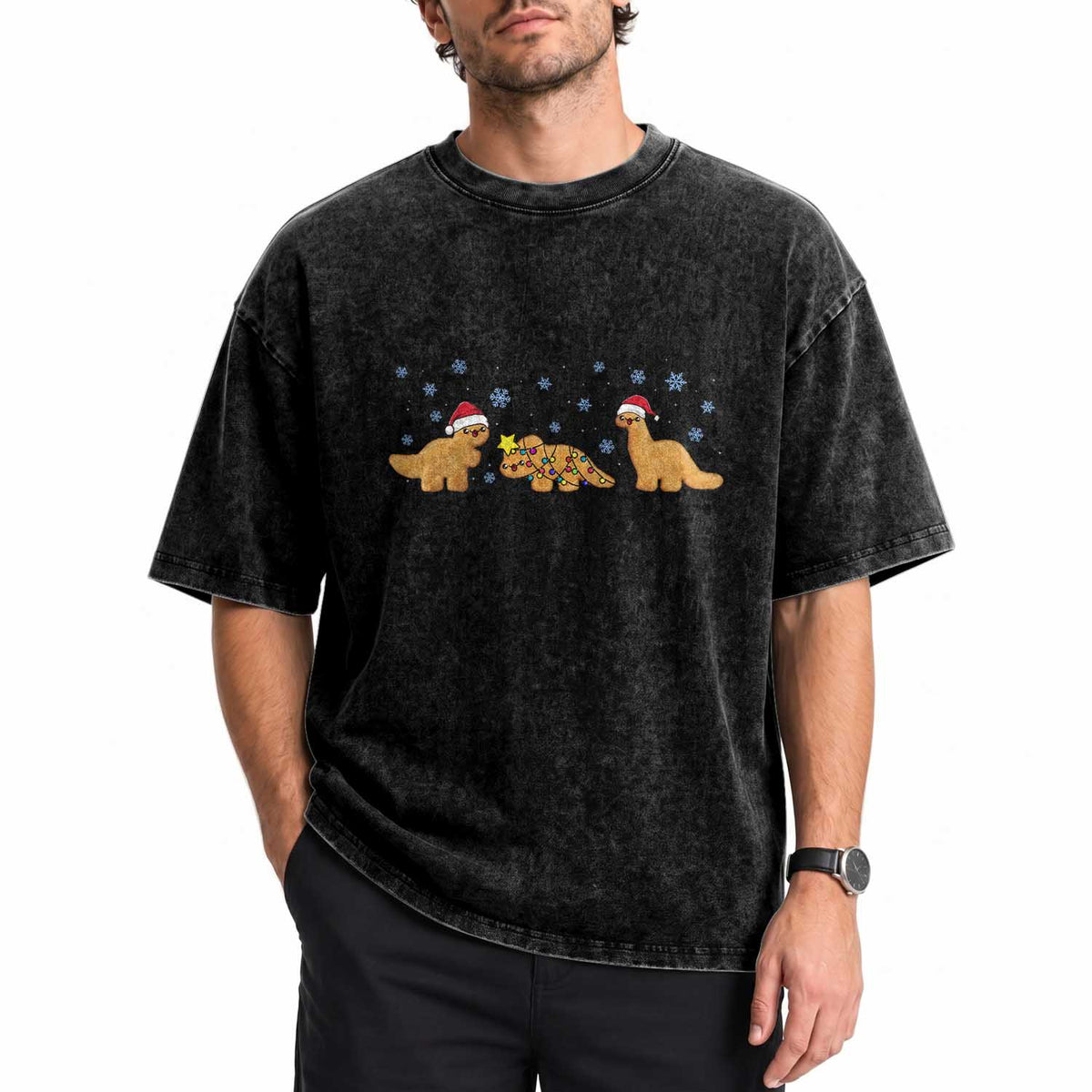 Chicken Nugget Lover Washed Cotton T-Shirt Christmas Holiday Gift