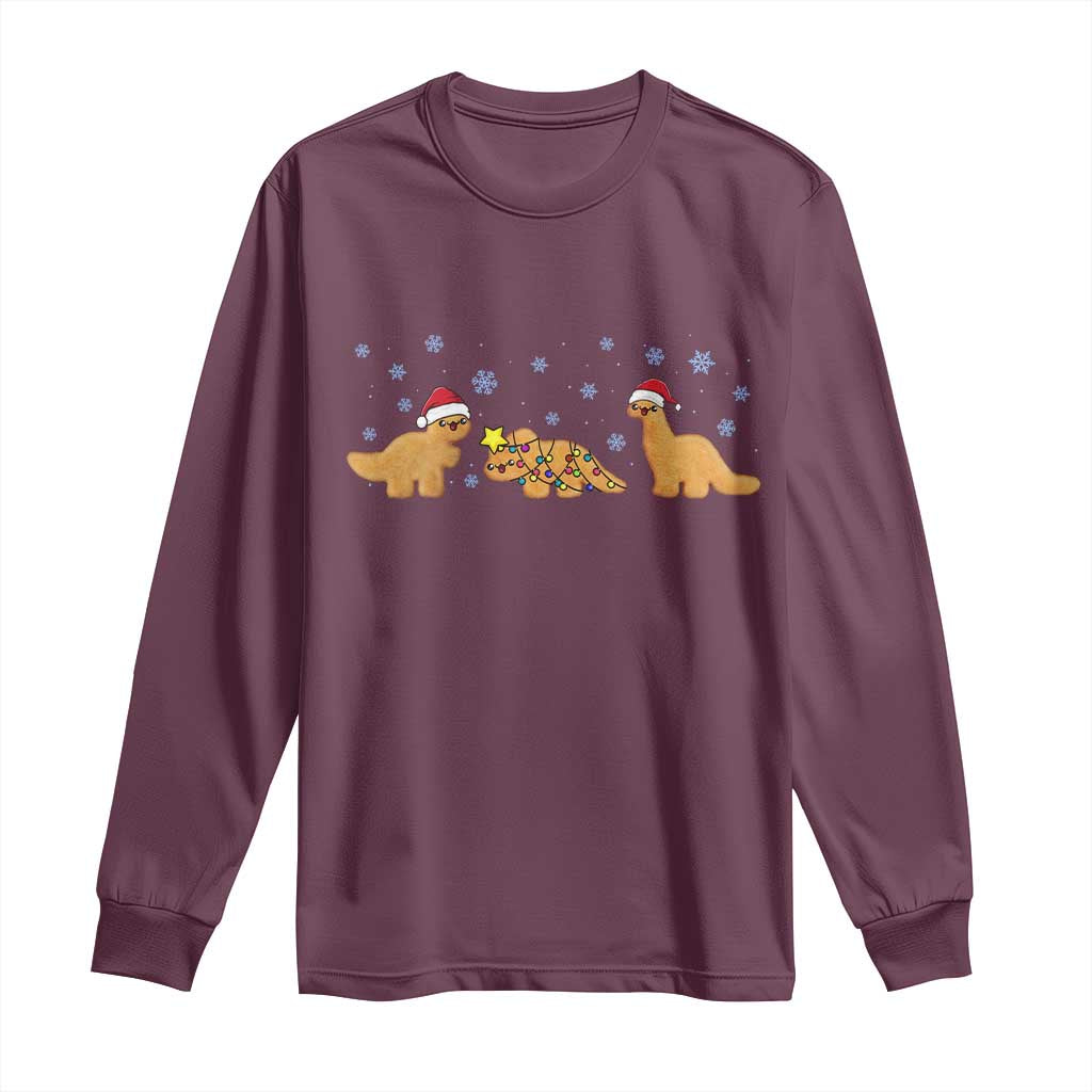 Chicken Nugget Lover Long Sleeve Shirt Christmas Holiday Gift TS12 Maroon Print Your Wear