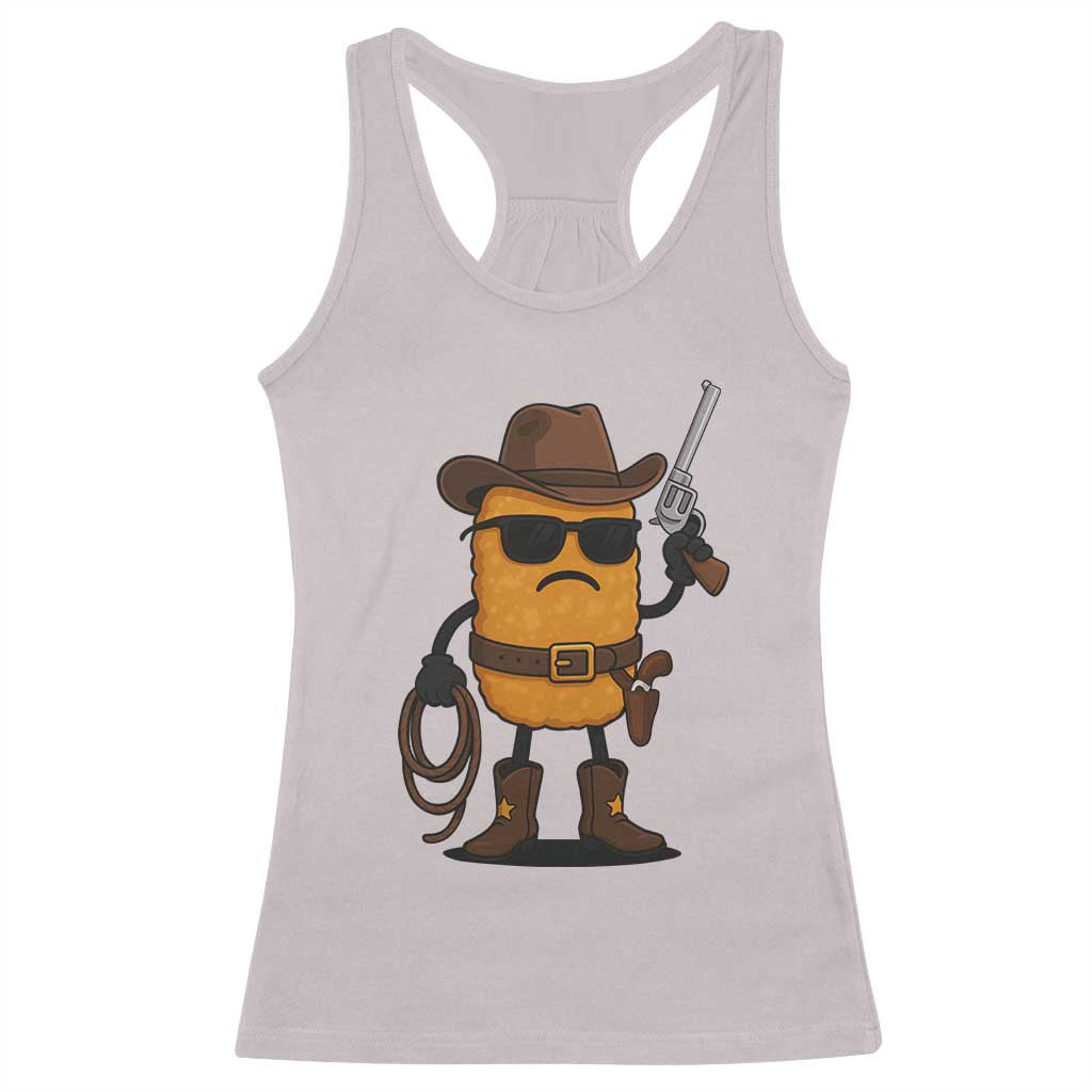Cowboy Chicken Nugget Racerback Tank Top Funny Food Gift TS12 Ice Gray Print Your Wear