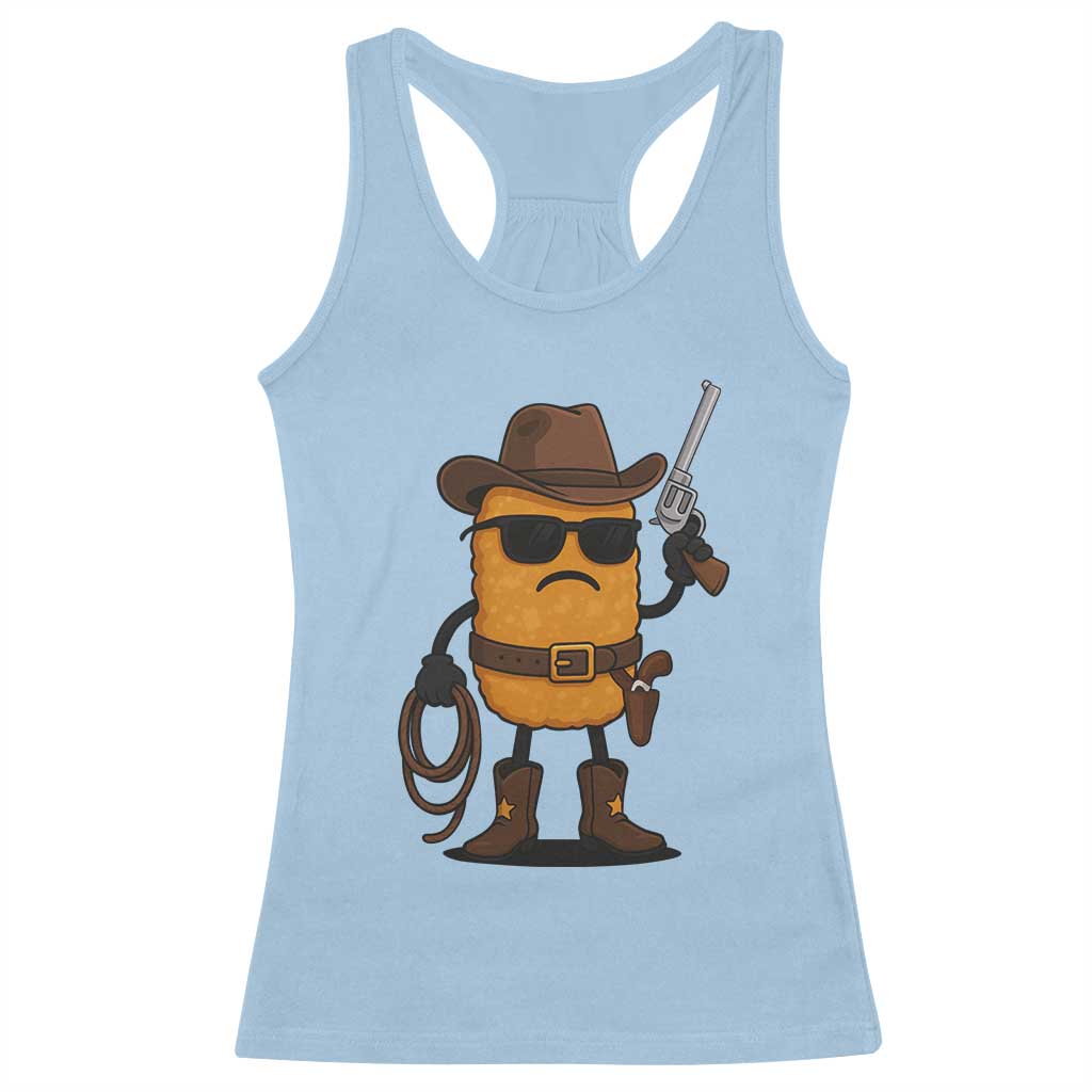 Cowboy Chicken Nugget Racerback Tank Top Funny Food Gift TS12 Light Blue Print Your Wear
