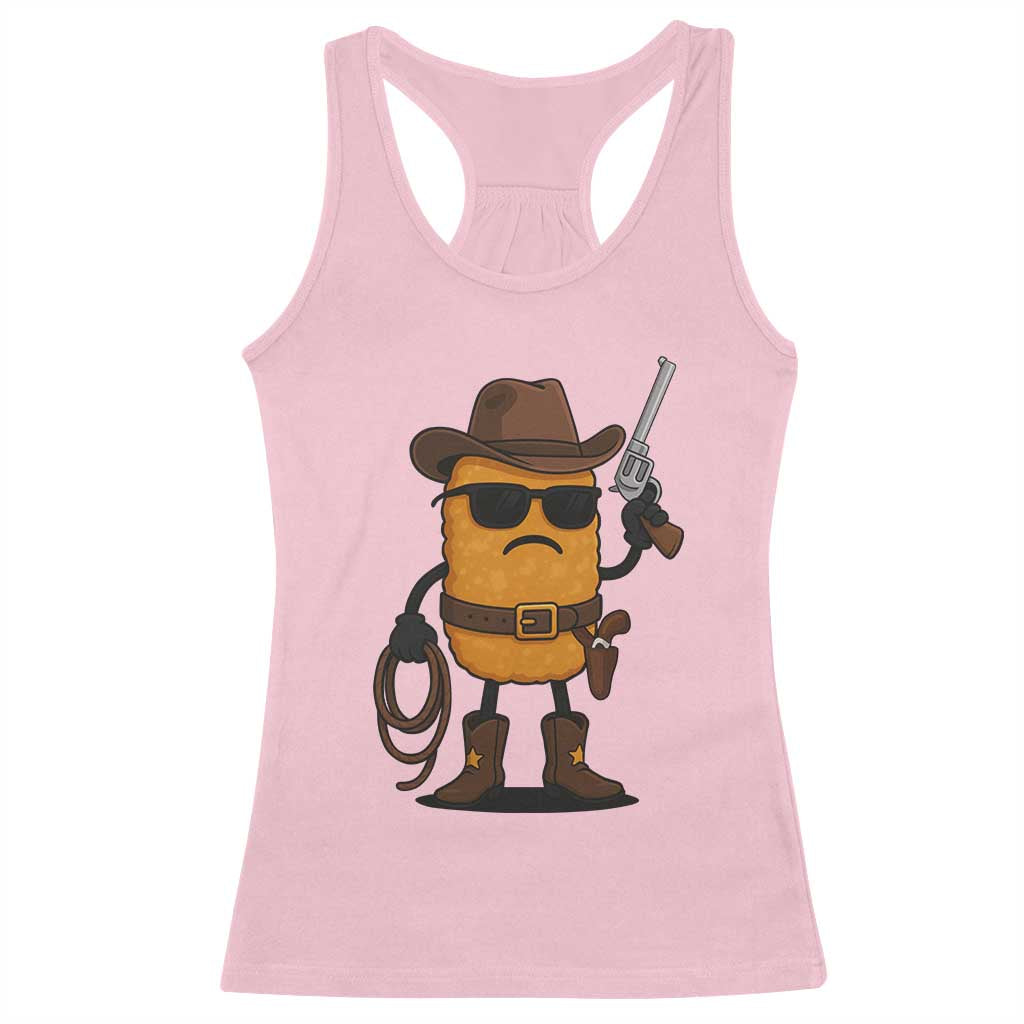 Cowboy Chicken Nugget Racerback Tank Top Funny Food Gift TS12 Light Pink Print Your Wear