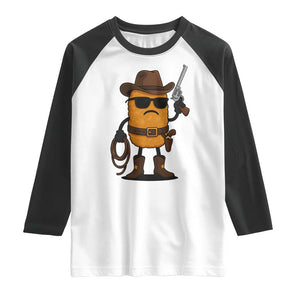 Cowboy Chicken Nugget Raglan Shirt Funny Food Gift TS12 White Black Print Your Wear