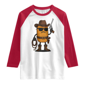 Cowboy Chicken Nugget Raglan Shirt Funny Food Gift TS12 White Red Print Your Wear