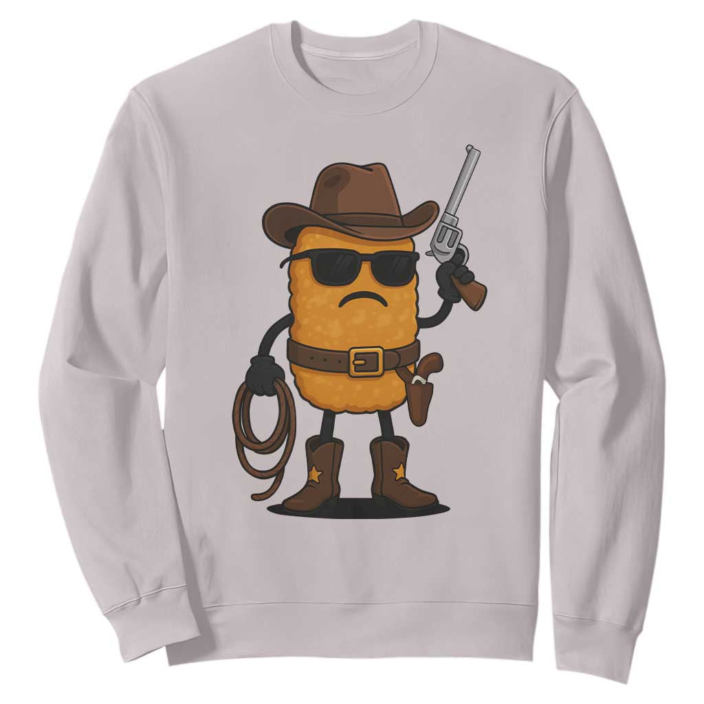 Cowboy Chicken Nugget Sweatshirt Funny Food Gift TS12 Ice Gray Print Your Wear