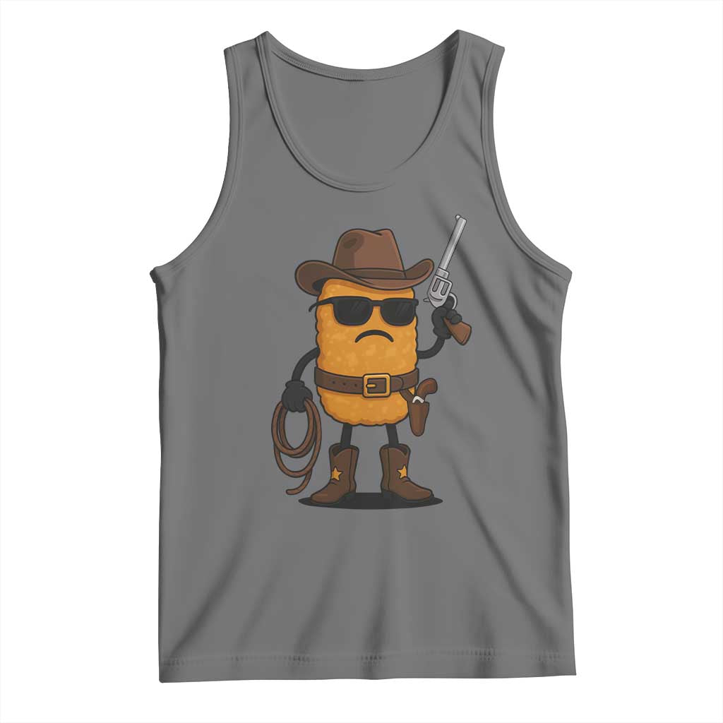 Cowboy Chicken Nugget Tank Top Funny Food Gift TS12 Black Heather Print Your Wear