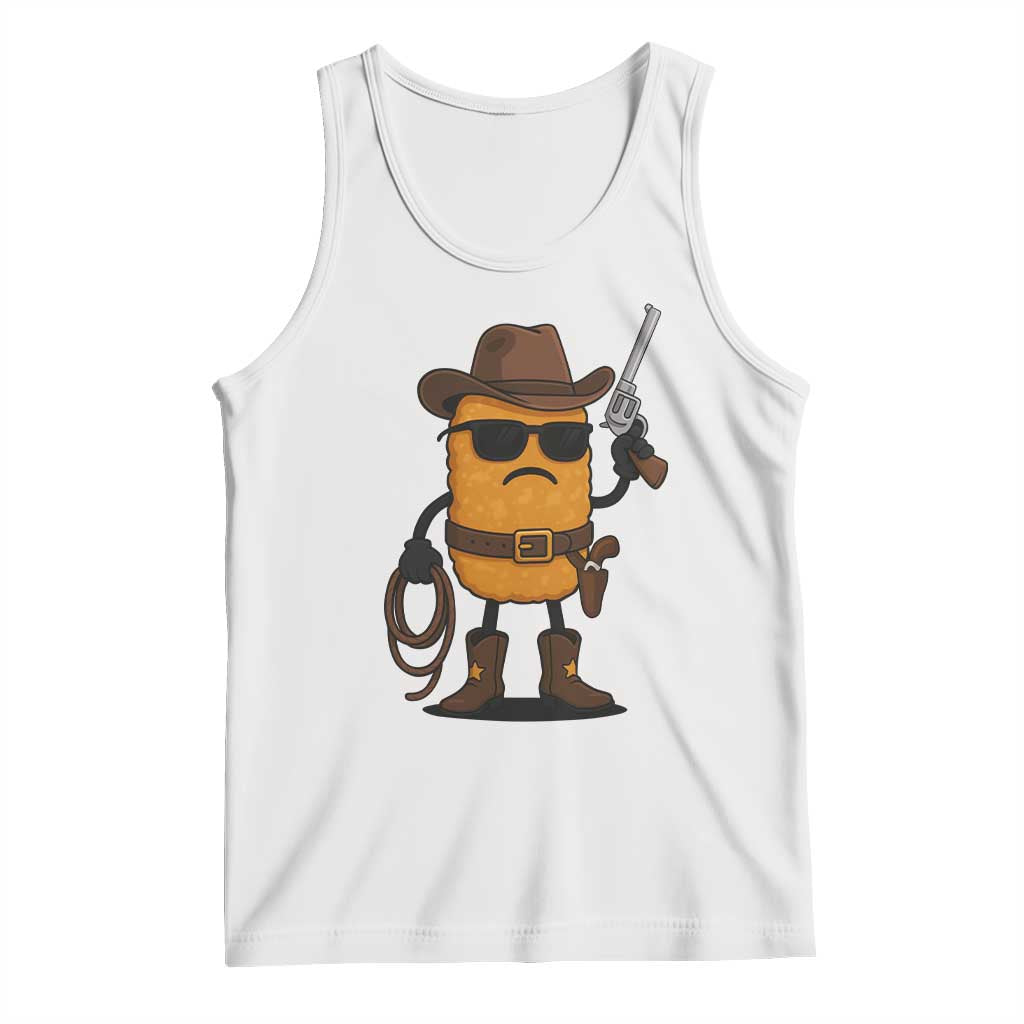 Cowboy Chicken Nugget Tank Top Funny Food Gift TS12 White Print Your Wear