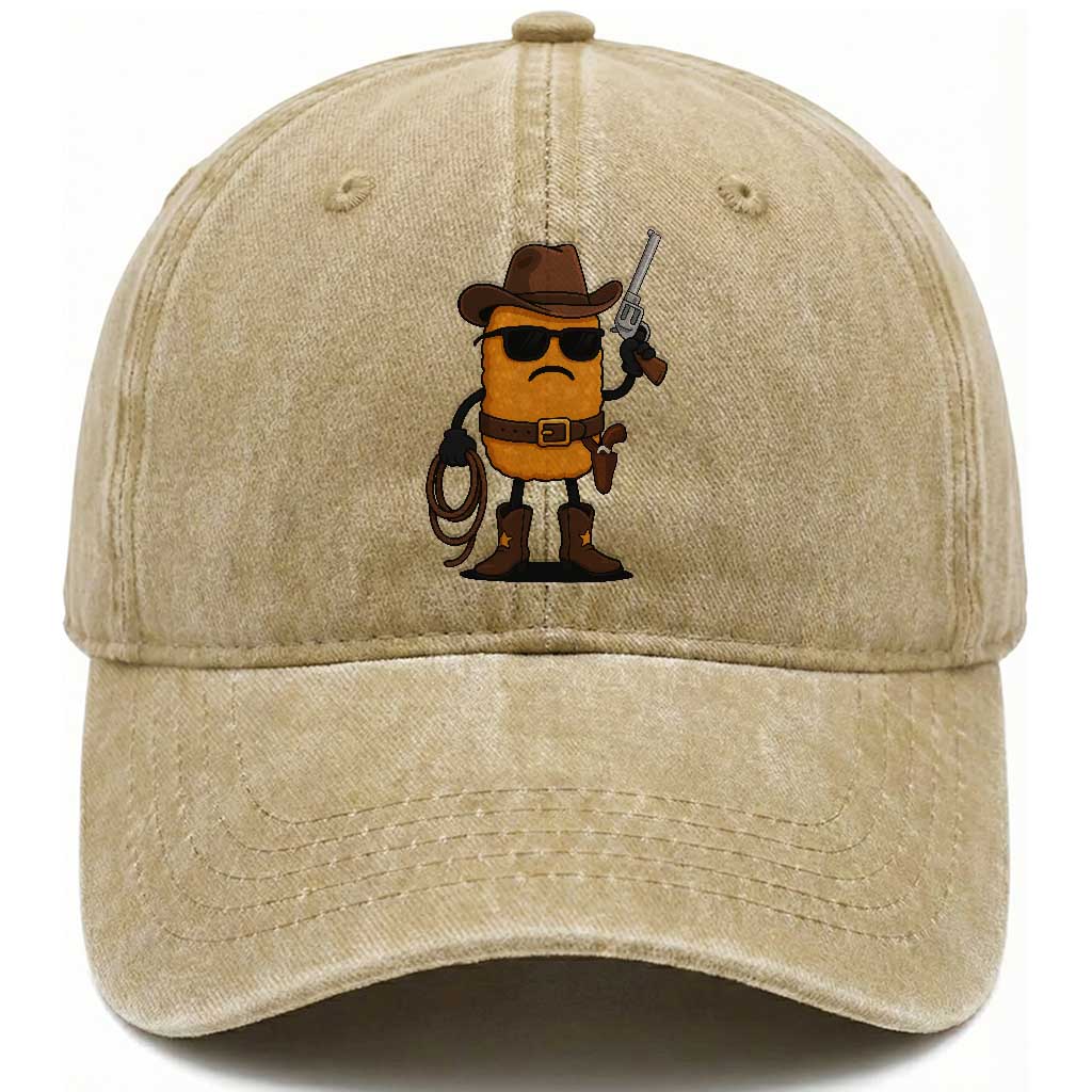 Cowboy Chicken Nugget Washed Cotton Baseball Cap Funny Food Gift TS12 Print Your Wear